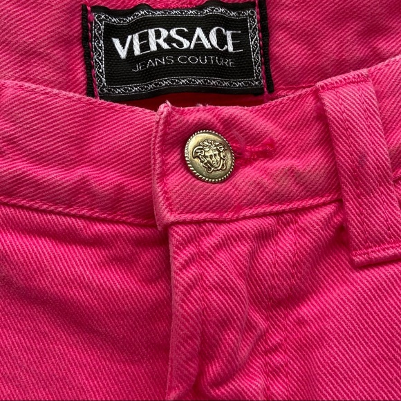 Vintage Versace Jeans Couture Bubblegum Pink High Waisted Jeans Womens Size 34 - Picture 5 of 11